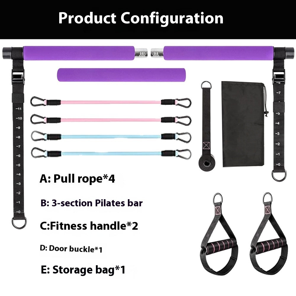 Multifunctional Pilates Fitness Stick Elastic String Yoga Pull Chest Expander